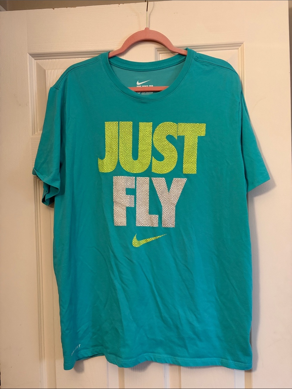 Nike Men’s Teal Graphic 'JUST FLY' Short Sleeve Tee